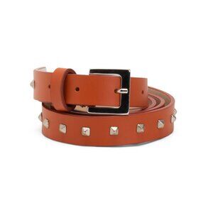 MARTINA MORI Orange Made In Italy Leather Stud Embellished Belt